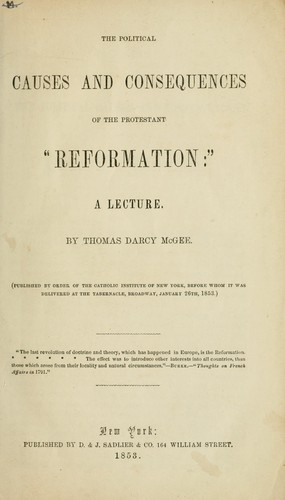 Cover for The political causes and consequences of the Protestant "reformation"
