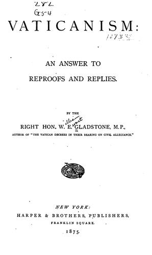 Cover for Vaticanism: An Answer to Reproofs and Replies