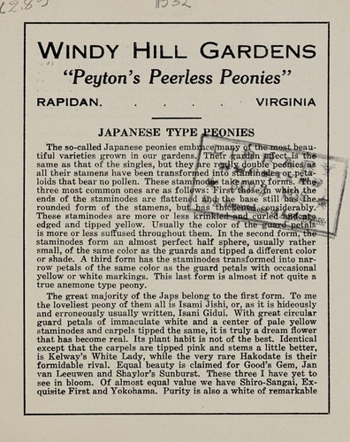 Cover for Japanese type peonies