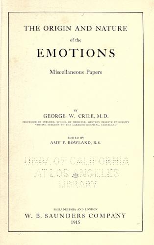 Cover for The origin and nature of the emotions