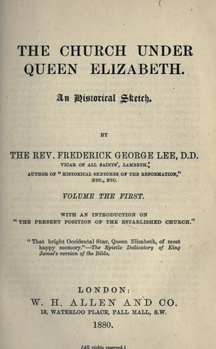 Cover for church under Queen Elizabeth