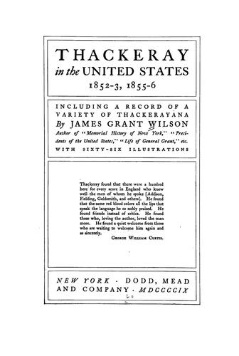 Cover for Thackeray in the United States, 1852-3, 1855-6