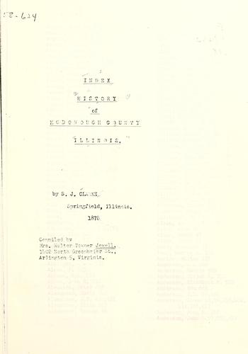 Cover for Index, History of McDonough County, Illinois