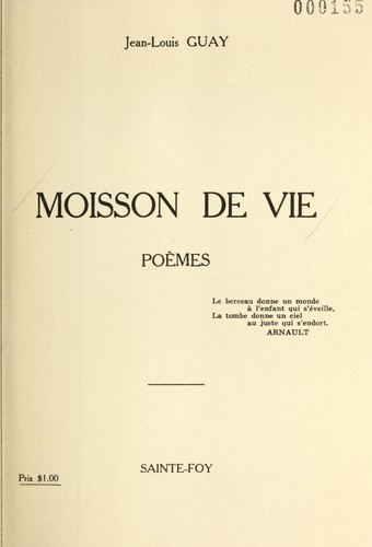 Cover for Moisson de vie