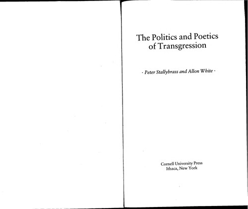 Cover for The politics and poetics of transgression