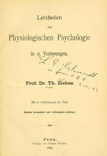 Cover for Leitfaden der physiologischen Psychologie