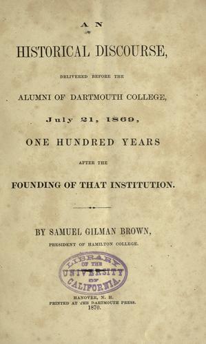 Cover for An historical discourse