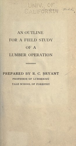 Cover for An outline for a field study of a lumber operation