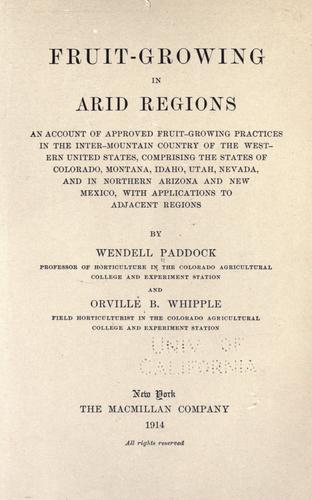 Cover for Fruit-growing in arid regions