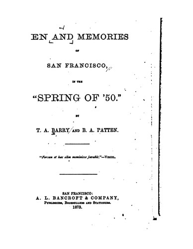 Cover for Men and memories of San Francisco, in the "spring of '50"