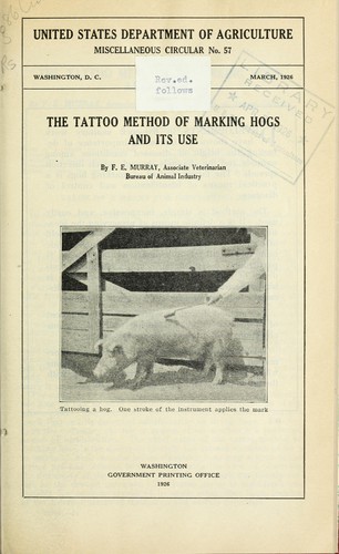 Cover for The tattoo method of marking hogs and its use