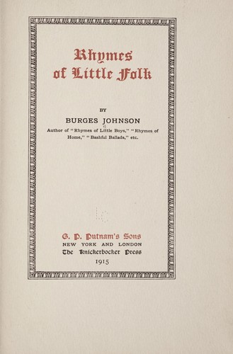 Cover for Rhymes of little folk