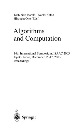 Cover for Algorithms and computation
