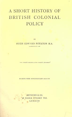Cover for A short history of British colonial policy