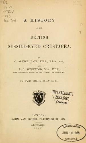 Cover for A history of the British sessile-eyed Crustacea