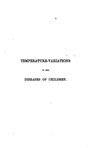 Cover for Temperature variations in the diseases of children