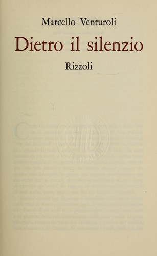 Cover for Dietro il silenzio