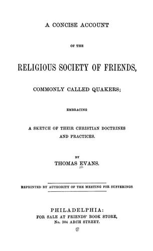 Cover for A concise account of the religious Society of Friends, commonly called Quakers