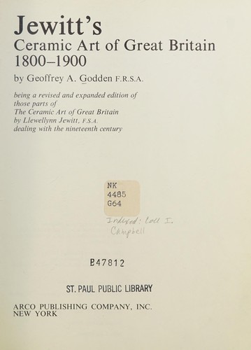 Cover for Jewitt's Ceramic art of Great Britain, 1800-1900