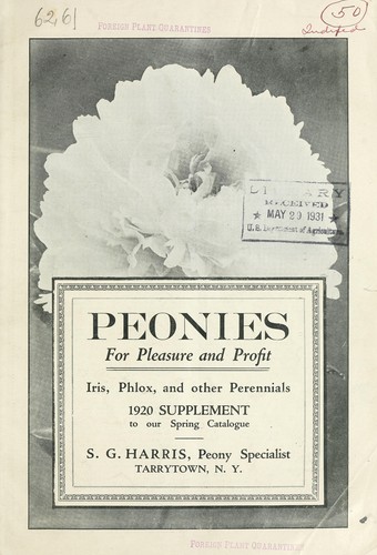 Cover for Peonies for pleasure and profit
