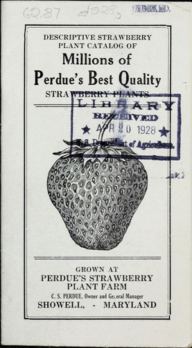 Cover for Descriptive strawberry plant catalog of millions of Perdue's best quality strawberry plants