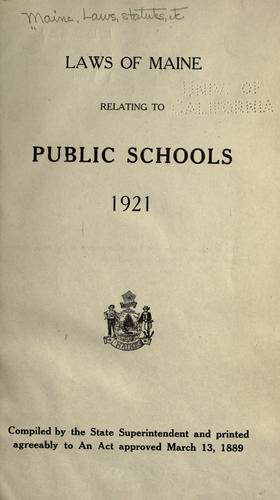 Cover for Laws of Maine relating to public schools, 1921