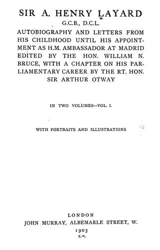 Cover for Sir A. Henry Layard, G. C. B., D. C. L.