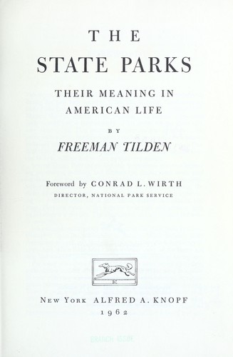 Cover for The state parks, their meaning in American life.