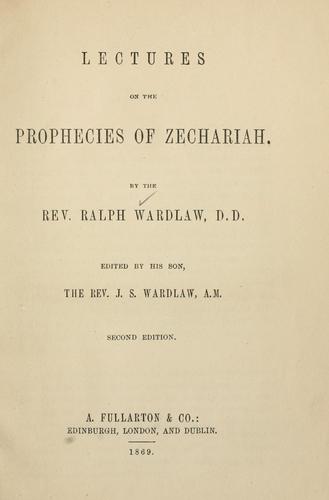 Cover for Lectures on the prophecies of Zechariah