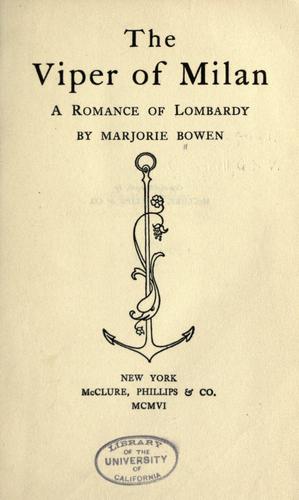 Cover for The viper of Milan