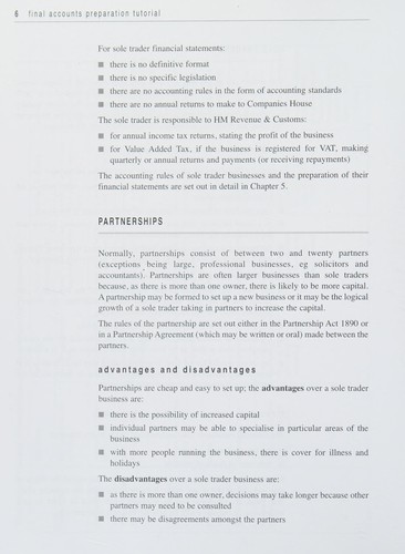 Cover for Final Accounts Preparation