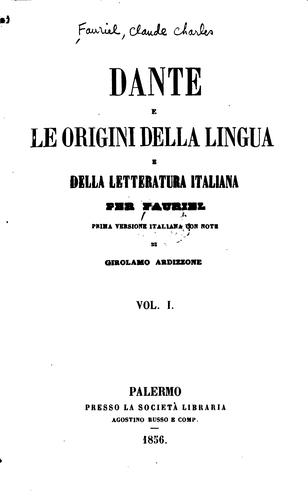 Cover for Dante e le origini della lingua e della letteratura italiana