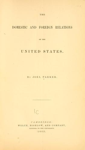 Cover for The domestic and foreign relations of the United States