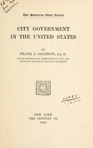 Cover for City government in the United States.