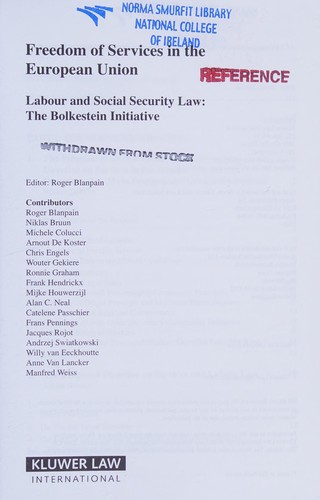 Cover for Freedom of services in the European Union