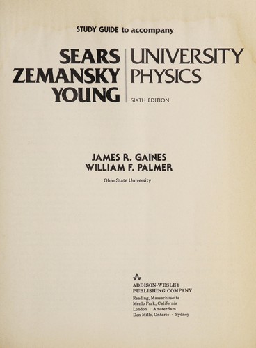Cover for Study Guide to Accompany University Physics