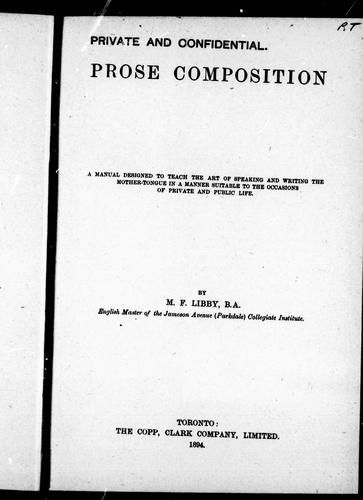 Cover for Prose composition