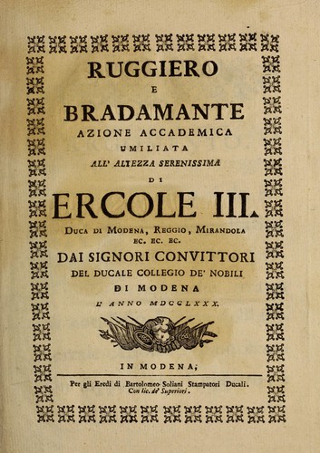 Cover for Ruggiero e Bradamante
