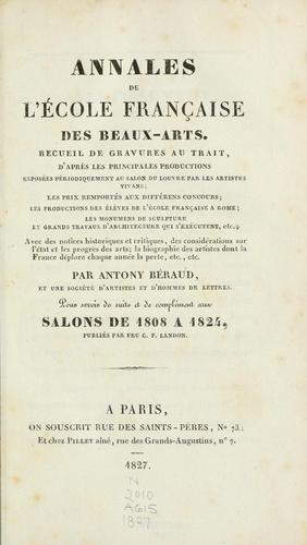 Cover for Annales de l'école française des beaux-arts