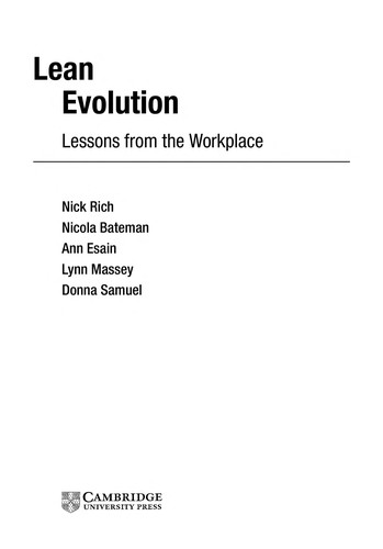 Cover for Lean evolution
