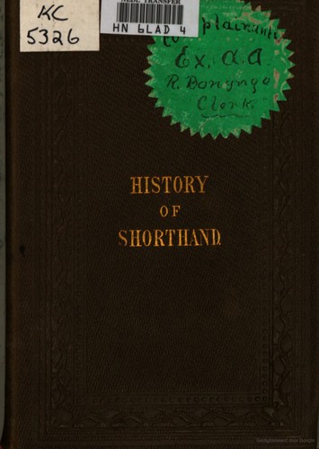 Cover for A history of shorthand