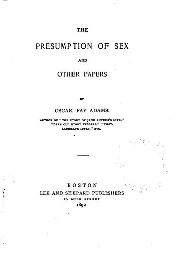 Cover for The presumption of sex
