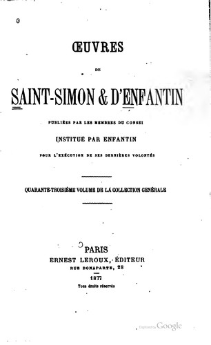 Cover for Œuvres de Saint-Simon & d'Enfantin