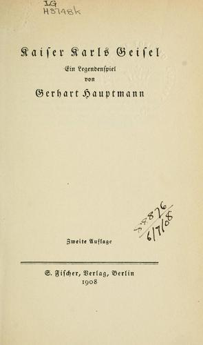 Cover for Kaiser Karls Geisel.