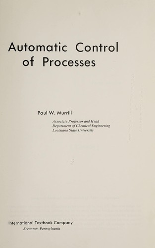 Cover for Automatic control of processes