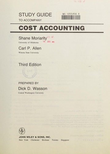 Cover for Study Guide to Accompany Cost Accounting