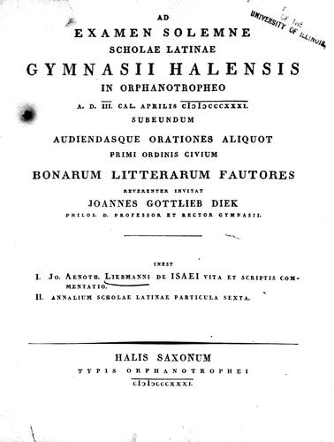 Cover for De Isaei vita et scriptis commentatio