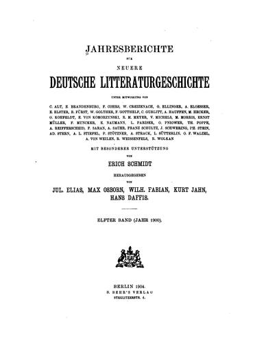 Cover for Jahresberichte für neuere deutsche Literaturgeschichte