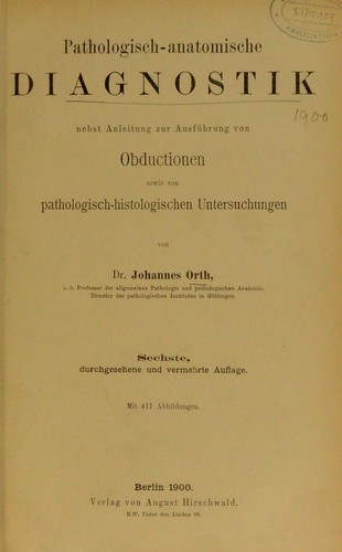 Cover for Pathologisch-anatomische Diagnostik