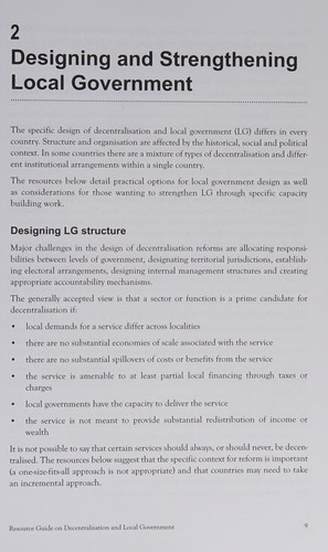 Cover for Resource Guide on Decentralisation and Local Government
